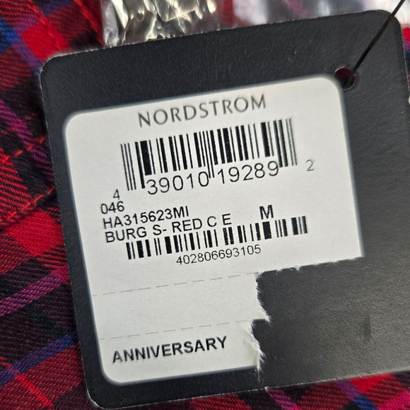 Halogen Embellished Plaid Button Down Shirt Red Jewel Detail Flannel Size Medium - Picture 6 of 12